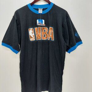 VTG NBA Elevation T-Shirt Mens Size M Black‎ & Blue Graphic Basketball Tee NWT